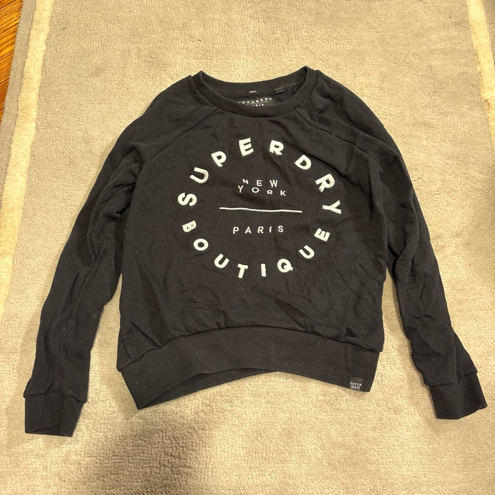 Superdry Black Crewneck with White Lettering